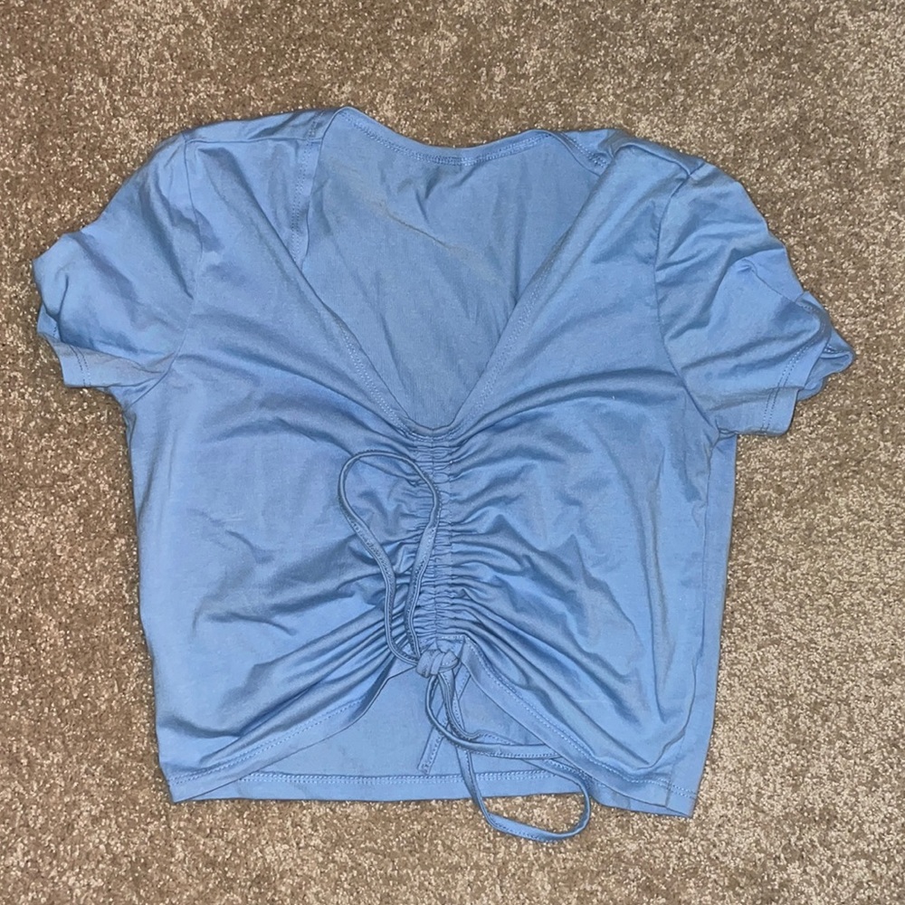 Blue scrunch top
